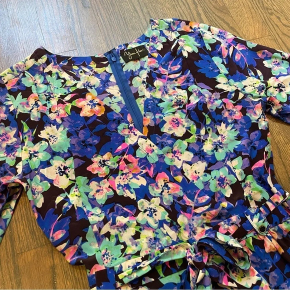 Yumi Kim Liz Tie Waist 100% Silk Floral Romper - Picture 3 of 11